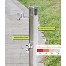 Stainless Steel Vertical Garden Water Column, Free-Standing Faucet Water Column with 2 Faucets, Outdoor Courtyard Fountain Garden Faucet Water Dispenser, Used for Car was, Side Inlet-Single tap