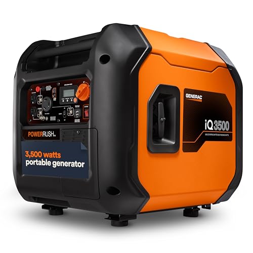 Generac 3,500-Watt Gas Powered Portable Inverter Generator - Electric Start - Lightweight Enclosure - Ultra-Quiet Performance - Great for Home Backup, Camping, and RV Use