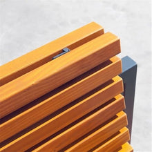 HYgloF Patio Benches Garden Backrest Bench, Wooden Chair Surface Outdoor Steel Chair, Park Terrace Leisure Wood Seating Garden Bench(Medium)