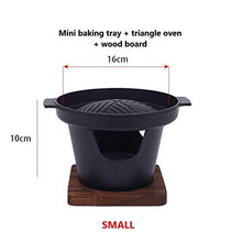 NEWCES Barbecue Desk Mini Japanese Style BBQ Grill Portable Tabletop ?Barbecue Stove ?with Wooden Base Suitable for 1-2 People for Yakiniku Robata Yakitori Takoyak Tabletop Barbecue (Size : Small)