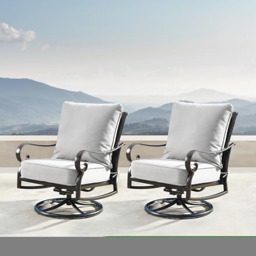 Oakland Living RICA-NOBU-5PC-AC 44 in. Outdoor Aluminum Round Fire Table Set with Four Deep Seating Swivel Rocking Chair - 5 Piece