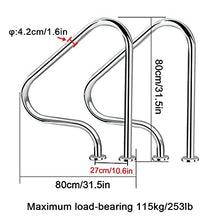 Stainless Steel Swimming Pool Hand Rail Pool Stair Rail Safety Handle Pool Grab Ladder for Elderly and Kids 250Lbs Load Capacity 1.2Mm (1.0Mm) (1.2mm)