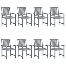 AJSEOYBS Patio Chairs with Cushions,Oversized Wooden Rocking Chair,Bistro Stacking Chair Suitable for Backyard, Porch, Balcony, Poolside, Garden 8 Pcs Solid Acacia Wood Gray