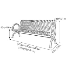 WXXSHGDW Outdoor Patio Garden Bench, Metal Bench, Park Benches with Backrest and Armrests, Rainproof and Rustproof, for Garden, Porch, Park, Balcony, Outside, Load Capacity 880lbs(Black,180cm/71in)
