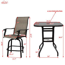 On Shine 5 PCS Outdoor Patio Swivel Bar Set with 4 Stools and 1 Table