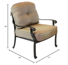 Nassau Outdoor Patio Club Chair Dark Bronze Cast Aluminum Set of 2, Walnut Cushions