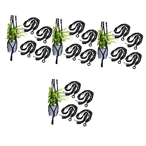 4 pcs Holders for Ceiling Rope Macrame Wall Outdoor Flower Garden Black W Decorations Decorative Hangers Bohemian Pot Holder Hanger Plant Planter Indoor Decor Planters Baskets (As Shownx4pcs