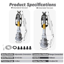Big Impact Sprinkler Head Rain Sprinkler for Large Farm 5 Interchangeable Nozzles 95-203.4ft Range 24°/44° Angle for Orchard Dust Suppression StandardModel+1.6mStand