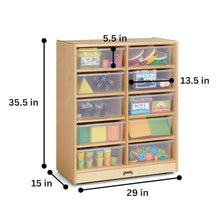 Jonti-Craft 10 Tub Mobile Storage with Clear Tubs Yellow