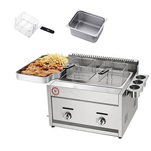 Dntum Fryer,Commercial Gas Fryer,12L Top Basket Stainless Steel Fryer Restaurant Home Fries Chip with Seasoning Trough