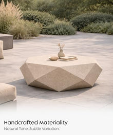 eldimer no.103 GFRC Concrete Coffee Table 35.4” - Handcrafted Round Modern Architectural Table, Weather Resistant, Indoor & Outdoor, 125 lbs Solid Cement Construction for Patio or Living Room