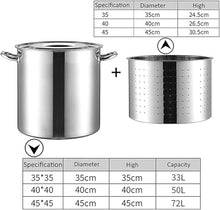 Stainless Steel Crab Seafood Boil Pot with Strainer Basket Riveted Handles,Heavy Duty Crawfish Turkey Fryer Pot for Boiling Frying(40x40cm)
