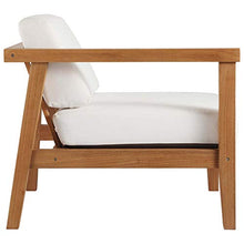 Modway Bayport Outdoor Patio Teak Wood 3-Piece Sectional Sofa Set in Natural White