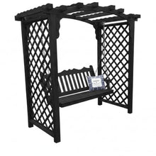 Keystone Amish Co. Newberry Cedar Garden Arbor, Heavy Duty Outdoor Wooden Archway Trellis for Climbing Plants, Amish Crafted, Made in USA & Swing, 6-Foot, Charcoal Stain