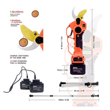 GeRRiT Electric Pruning Shears, Cordless Electric Pruner Battery 40mm 25V Pruning Shear with Reach Extension Pole 5 Inch Electric Chain Saw Garden Tools,Power Chain Saws