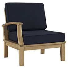 Modway Marina Premium Grade A Teak Wood 10-Piece Outdoor Patio Furniture Set in Natural Navy