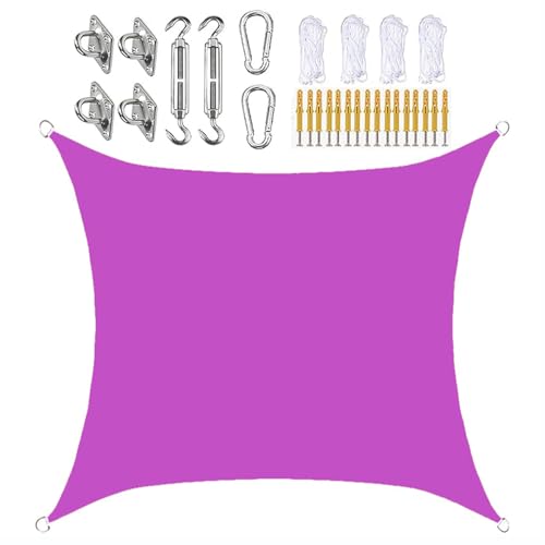 Purple,20' x 20',Shade Sail Square Waterproof & 95% UV Block Outdoor Rectangle Sun Shade Sail, for Patio Garden Backyard Sunscreen Awning Canopy with Hardware Kit, Custom Sizes