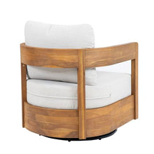 Christopher Knight Home Telluride Outdoor Acacia Wood Swivel Club Chair Set of 2 with Removable Cushion, 360° Rotating Patio Armchair for Garden, Balcony, or Poolside Seating, Beige+Teak