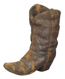 Solid Rock Stoneworks Western Boot Planter – 21" Tall Heavy 81 lb Cast Concrete Cowboy Boot Outdoor Planter, Rustic Western Garden Décor, Durable Weatherproof Stone Flower Pot