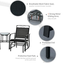 lafengyan Outdoor Glider Chair with Center Table for Patio, Backyard or Garden - Durable Steel Frame with Breathable Sling Fabric Seating