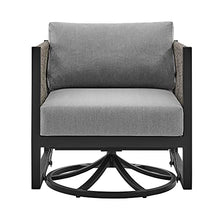 Seeheool Mareike Outdoor Patio Swivel Glider Lounge Chair in Black Aluminum with Gray Cushions