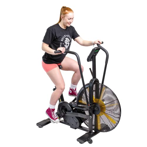 Bells of Steel Stationary Blitz Air Bike Exercise Bike - Belt Driven with Phone and Bottle Holder - 25-in Fan Diameter