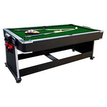 RACK Triad 7-Foot 3-in-1 Multi Game Swivel Billiard/Pool Table Green Felt With Black Body