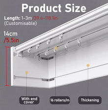 Heavy Duty Aluminum Window Cornice Box with Tracks, Extra Long Curtain Rail Cornice Boards Frame for Bedroom Living Room Decor - 1.5m/4.9ft,Wall Mount-1.2m/3.9ft
