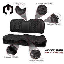 MODZ® FS2 Custom Golf Cart Front Seat for EZGO RXV - [2008-Up] - Black Base - Double Diamond Pattern