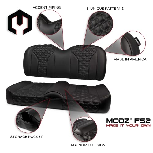MODZ FS2 Custom Golf Cart Front Seat for EZGO TXT [1995-Up] - Black Base - Double Diamond Pattern