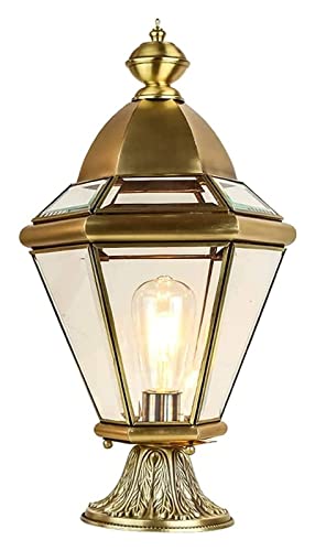 XYIANG Luxury All Copper Outdoor Floor Lamp Waterproof E27 Retro Industrial Glass Floor Lamp Door Lamp Garden Street Villa Pillar Comfortable Garden Decoration Lamp