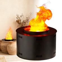 Sushangmao Upgraded 3D Water Vapor Fireplacee/Round 3D Water Vapor Fireplace - with Adjustable Flame Height, Noiseless,Remote & Touch Control, Matte Black Finish for Modern Home/Office 50cm/19.6in
