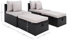 Safavieh Outdoor Collection Pramla Cushion Settee & Ottoman Set of 2 Black/Light Grey