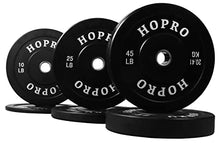BalanceFrom HoPro Olympic Bumper Plate Weight Plate with Steel Hub, Pairs or Sets, Black Style #2