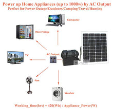 Tektrum Portable 1000w (2000w Peak) Powerpack Power Source Station, Silent Generator With 420Wh/35Ah Battery, Solar Panel - Power up mini-Fridge, TV - Plug-N-Play (40w Solar Panel)