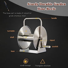 VIXARKO Outside Heavy Duty Hose Reel Cart Set,Household Stainless Steel Hosemobile Sturdy Gardening Pipe Storage Rack Garden Yard Hose Reels (Color : Silver, Size : Hose Reel+50m Pipe)