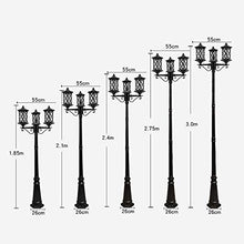 PeiyuLight 3-Head Vintage Outdoor Landscape Lantern - European Style Patio Light with E26/E27 Socket, Weather Resistant, Ideal for Garden, Porch, and Driveway Decor(2.1m-Black)