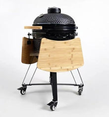JOSOGO 20 Inch Egg Shape Ceramic BBQ Grill, Kamado Grill Pizza Oven for Outdoor Garden Patio(Grey)