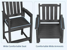 SLEKVERSA Adirondack Outdoor Bar Stools Set of 4, All-Weather HDPE Bar Height Patio Chairs with Back and Footrest, 400 LBS Capacity for Deck, Poolside, Outdoor Kitchen, Backyard and Resort, Dark Grey