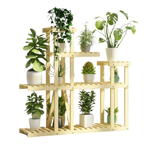 Large Capacity Plant Stand Wood Corner Plant Shelf Indoor Multiple Plants Flower Pot Stand 5 Tiered Tall Plant Holder Flower Floor Standing Planter Display Rack For Living Room Balcony Patio