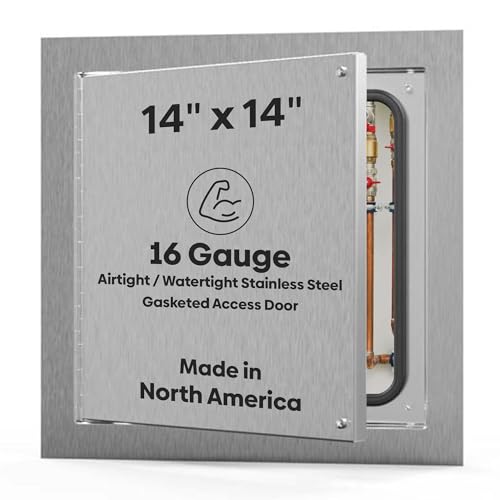 Best 14" x 14" Airtight/Watertight Access Panel, Stainless Steel Access Door with Bulb Trim Gasket, Jacuzzi Access Door, Ideal for Labs & Clean Rooms, Reinforced Edges, Piano Hinge, BA-ADWT