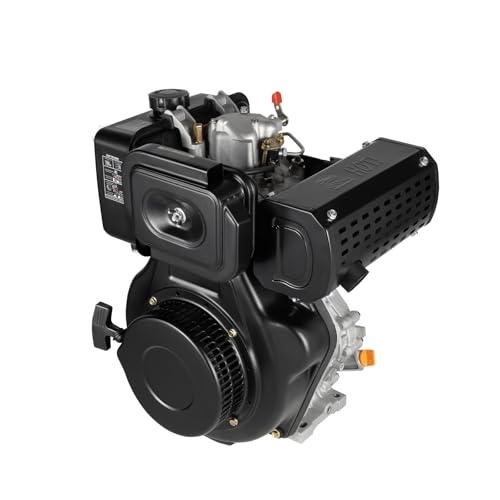 Sootvp 418cc 4-Stroke Diesel Engine,10HP Industrial Tiller Diesel Engine Single Cylinder Motor, Forced Air-Cooled System, Recoil Hand Start, Shaft 1" (25mm) Diameter, 2-5/6" Long