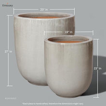 Emissary Gray Stoneware Round Planters Set of 2 24in x 27in