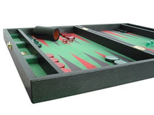 Zaza & Sacci Leather/Microfiber Backgammon Set 20" Black Green