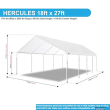 King Canopy Hercules 18x27 Feet Carport 10-Leg Hammertone Steel Frame White