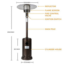 46000BTU Propane Hammered Bronze powder coated Iron Mushroom Outdoor Patio Heater with Two Smooth-rolling Wheels, Hose Set & Black Cover