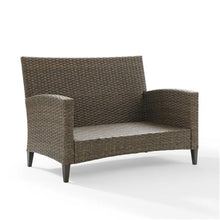 Home Square 2 Piece Outdoor Wicker High Back Loveseat Set Beige