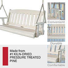 Amish Casual Heavy Duty 800 Lb Mission Treated Porch Swing with Hanging Chains (5 Foot, Semi-Solid White Stain)