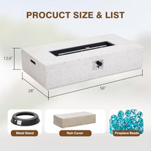 Outdoor Propane Fire Pit Table Set – Premium Terrazzo-Like MgO Finish, Sturdy & Waterproof 56-Inch Gas Fire Table for Patio, Garden & Backyard, Includes Rain Cover & Glass Beads