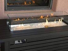 PrimeGlo 54'' Propane Fire Pit Table with Lid, Wind Screen, Fire Glass, Cover Included, Rectangular Fire Pit Table, 50000BTU, Black Mocha Finish